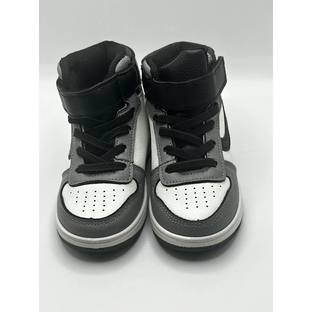 Max Casuals Toddler Kids Size 7 High Top Sneakers Black White Gray Panda